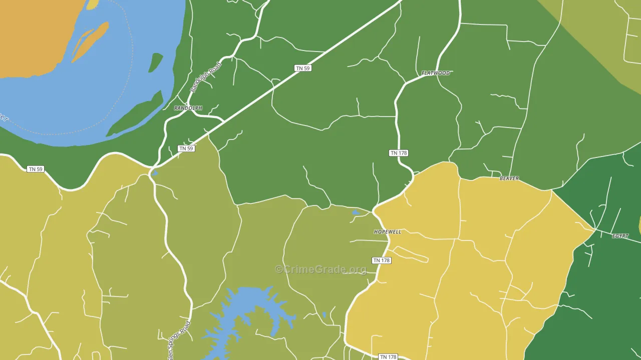 Flatwood, TN Map of Vehicle Theft Rates