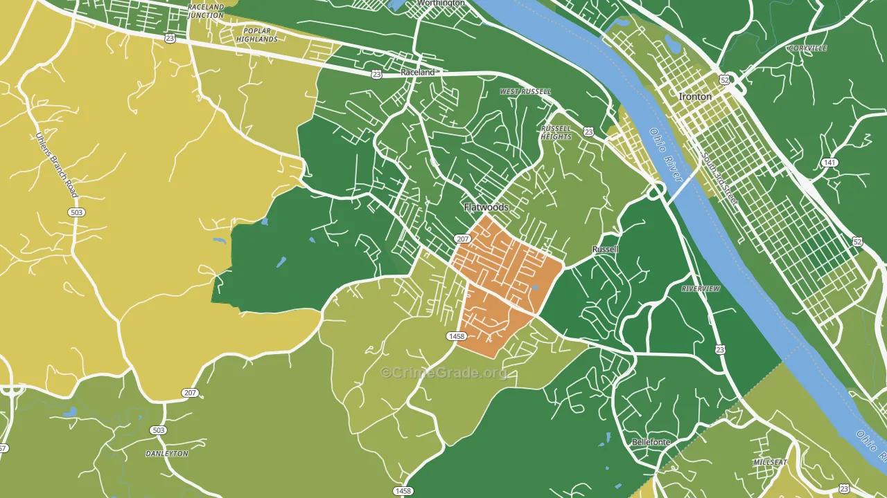 Flatwoods, KY Map of Vehicle Theft Rates