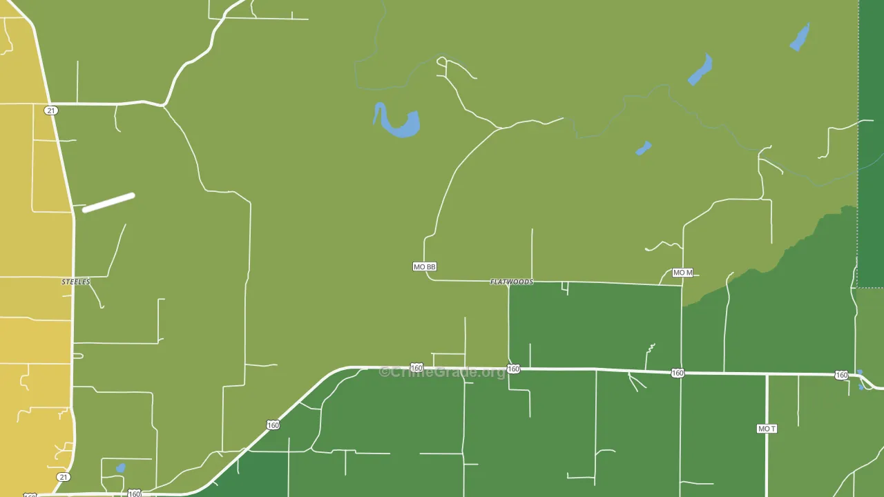 Flatwoods, MO Map of Vehicle Theft Rates