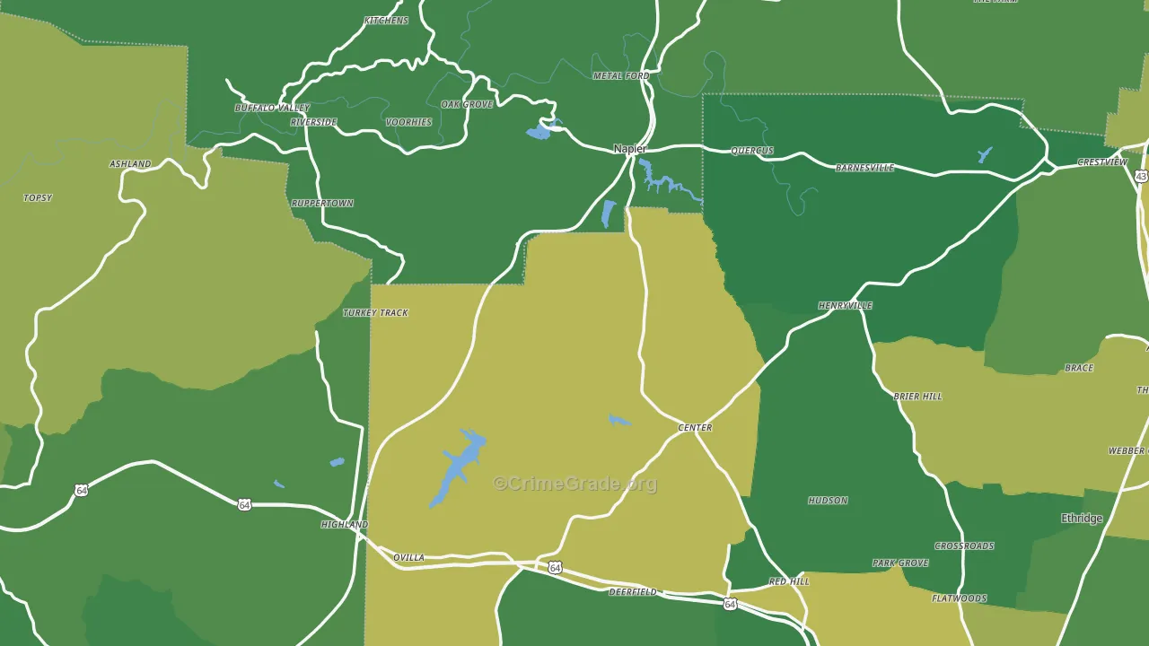 Flatwoods, TN Map of Vehicle Theft Rates