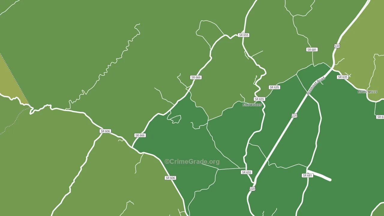 Flatwoods, VA Map of Vehicle Theft Rates