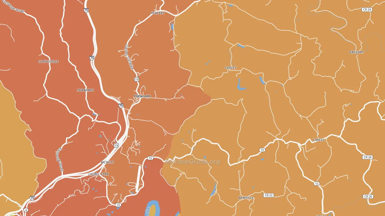 Flatwoods, WV Map of Vehicle Theft Rates