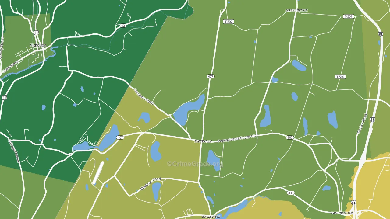 Fleetville, PA Map of Vehicle Theft Rates