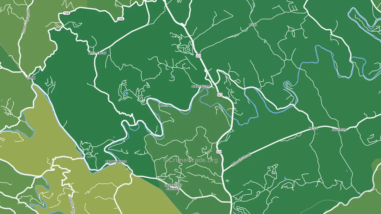 Fleetwood, NC Map of Vehicle Theft Rates