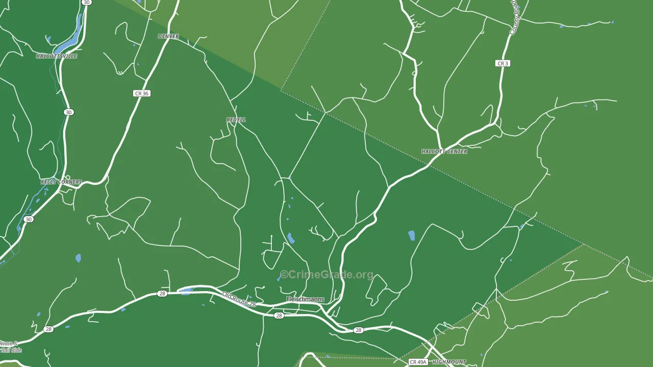 Fleischmanns, NY Map of Vehicle Theft Rates