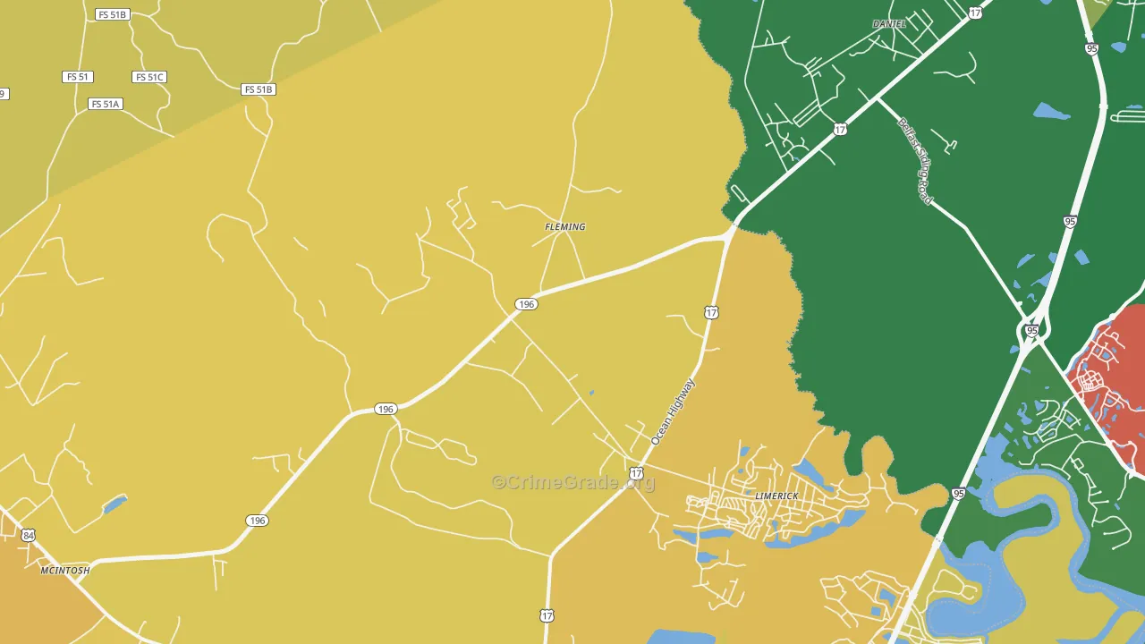 Fleming, GA Map of Vehicle Theft Rates