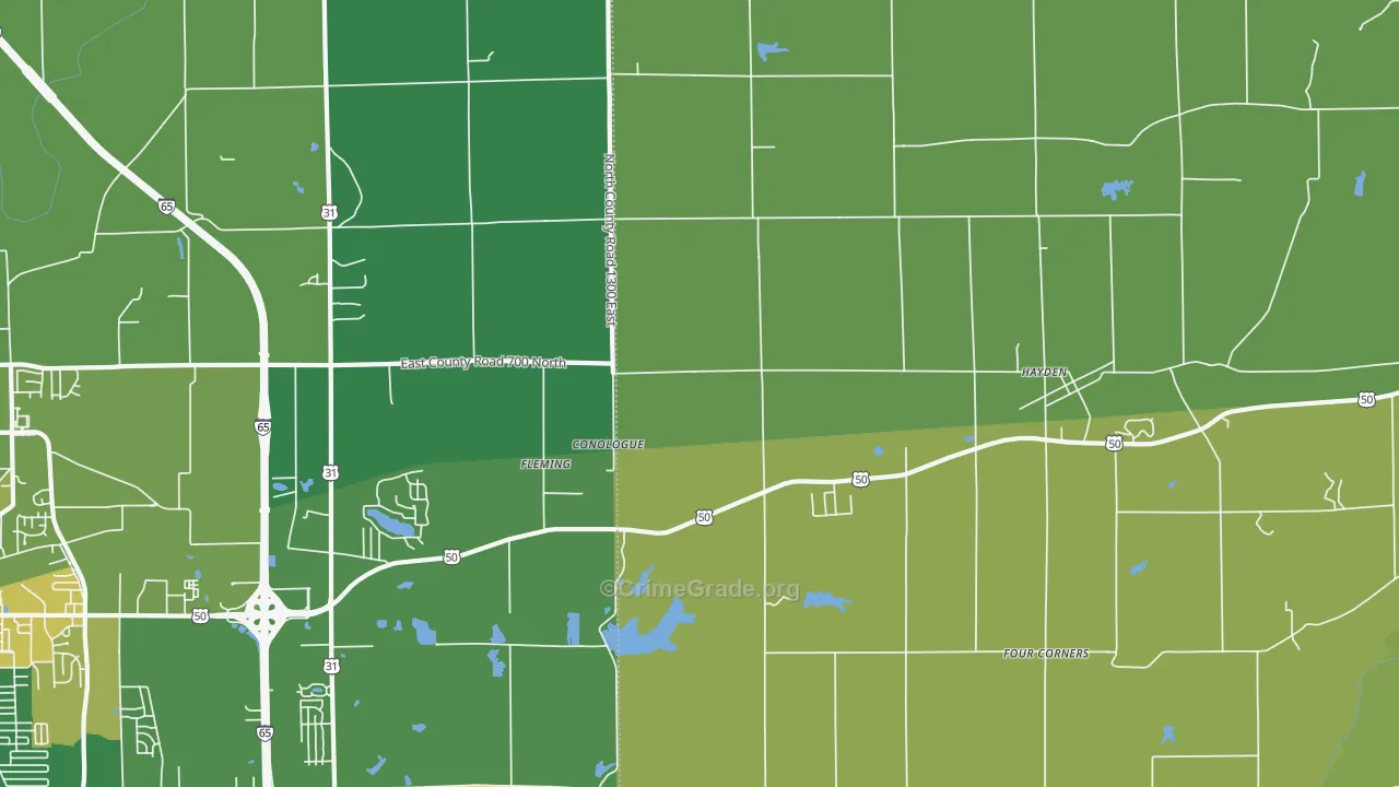 Fleming, IN Map of Vehicle Theft Rates