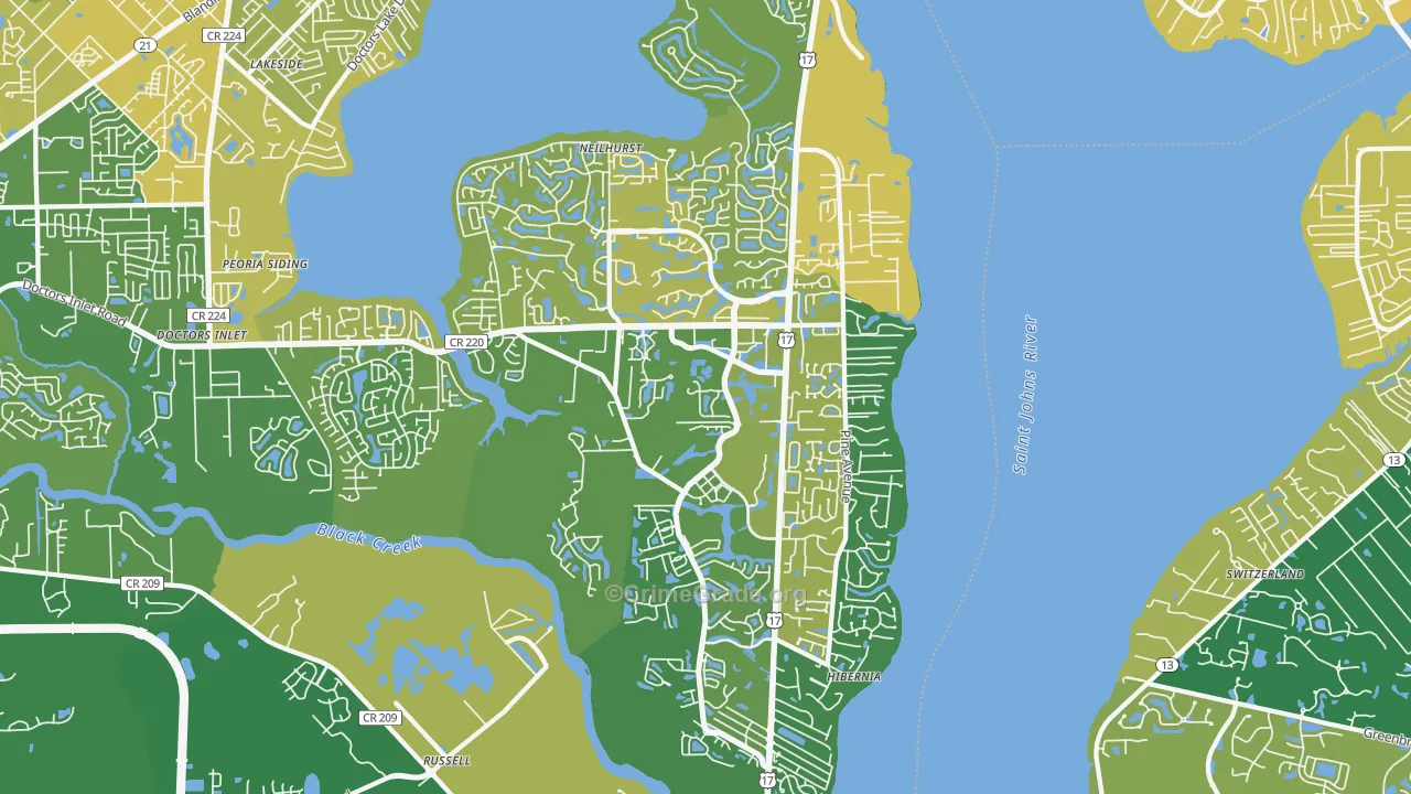 Fleming Island, FL Map of Vehicle Theft Rates