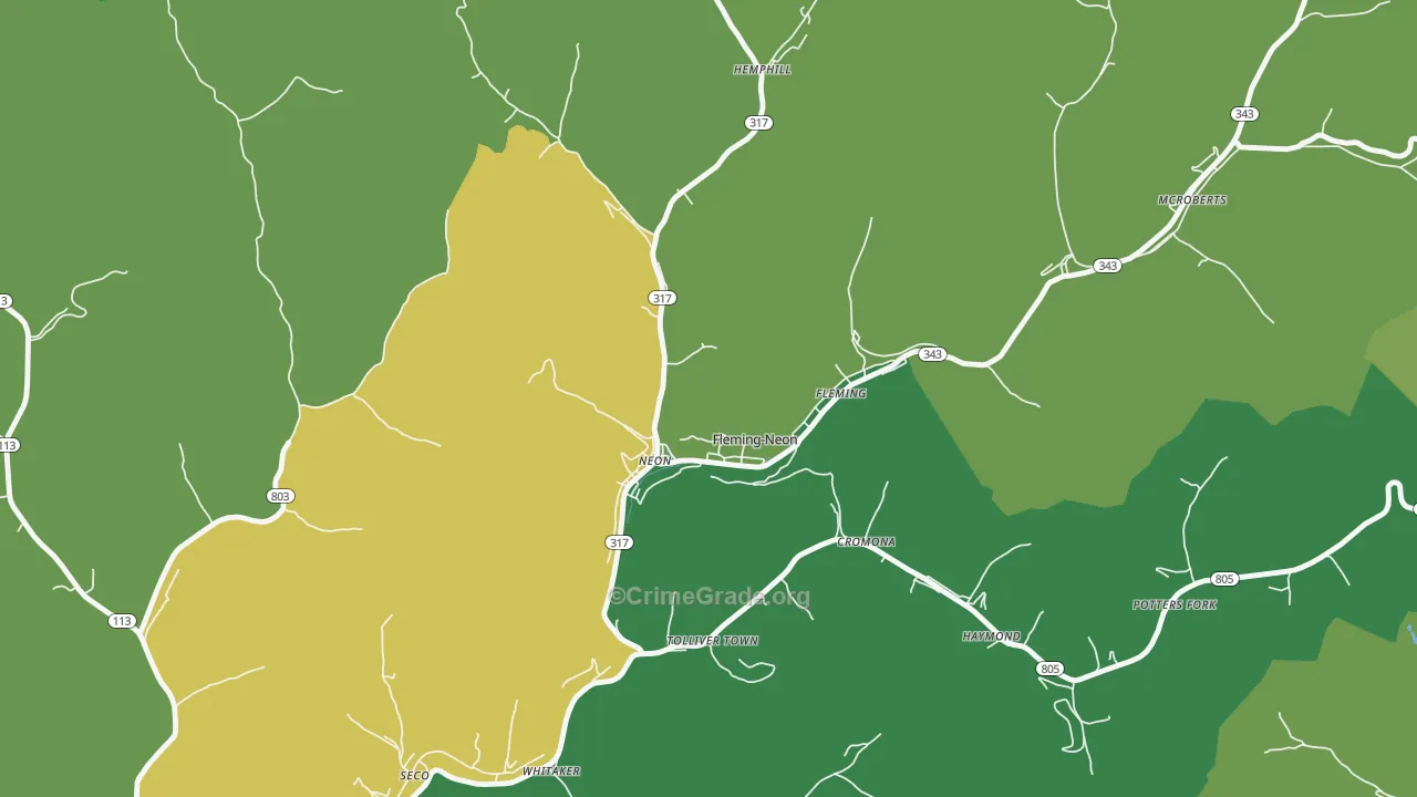 Fleming-Neon, KY Map of Vehicle Theft Rates