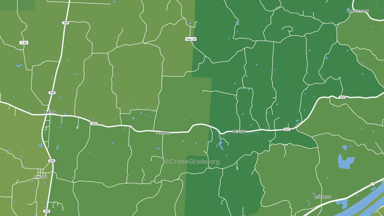 Fleming, OH Map of Vehicle Theft Rates