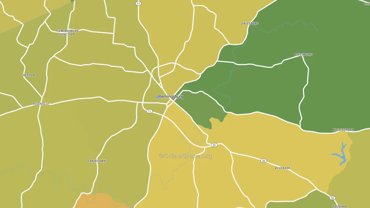 Flemingsburg, KY Map of Vehicle Theft Rates