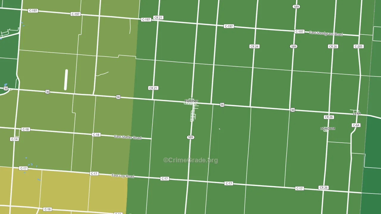 Fletcher, OH Map of Vehicle Theft Rates
