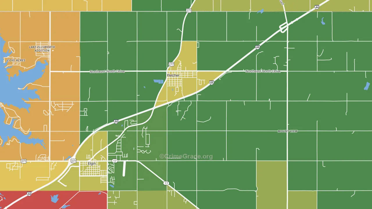 Fletcher, OK Map of Vehicle Theft Rates