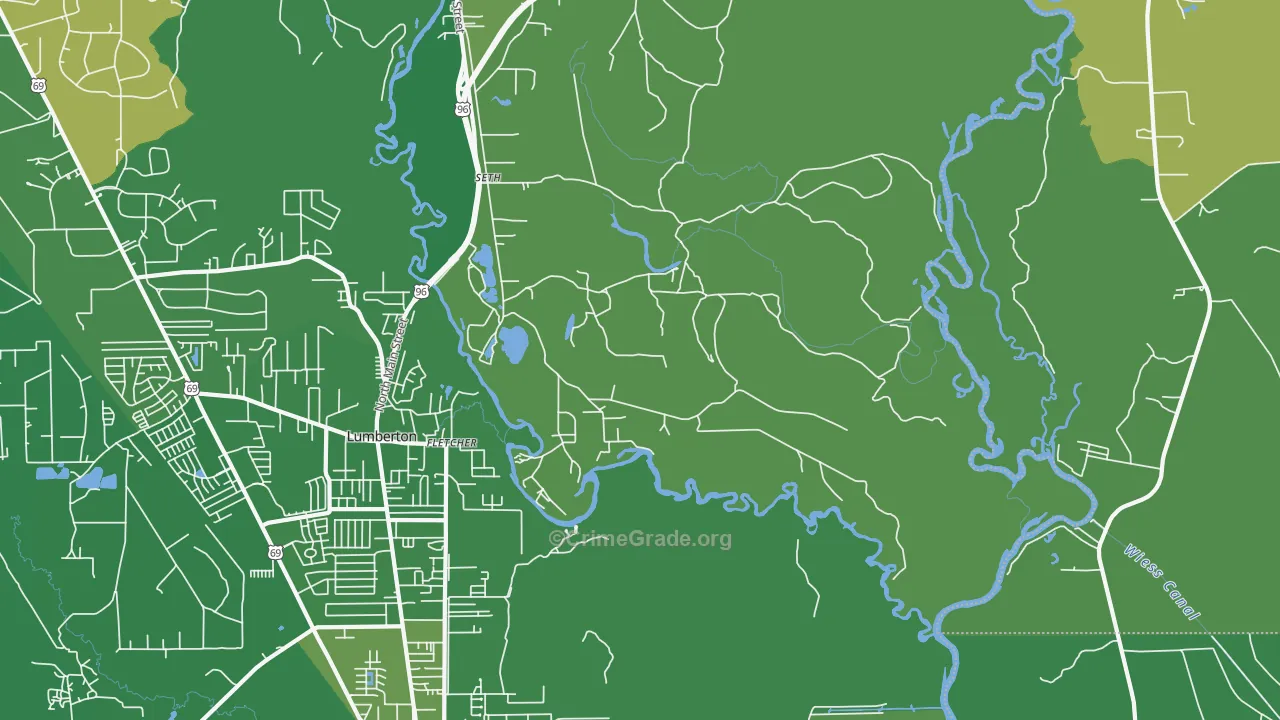 Fletcher, TX Map of Vehicle Theft Rates