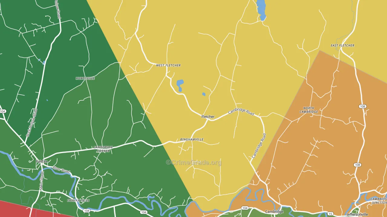 Fletcher, VT Map of Vehicle Theft Rates
