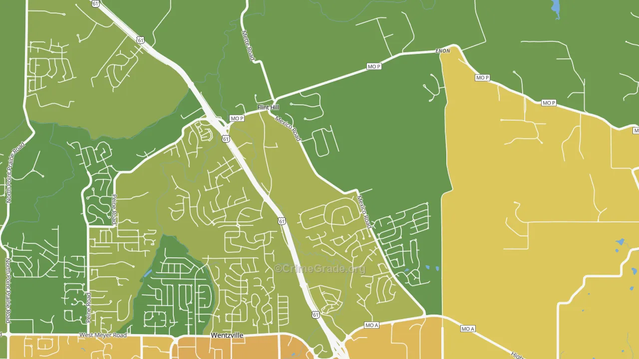 Flint Hill, MO Map of Vehicle Theft Rates