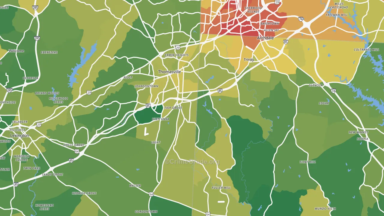 Flint Hill, NC Map of Vehicle Theft Rates
