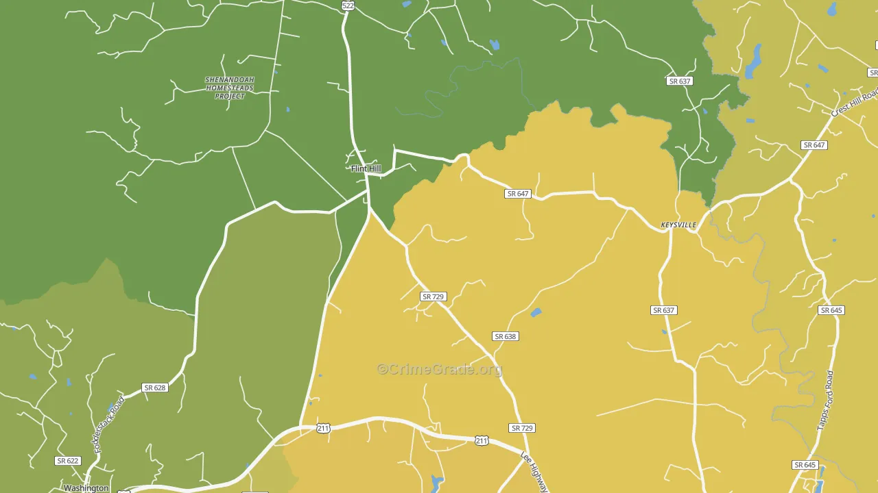 Flint Hill, VA Map of Vehicle Theft Rates
