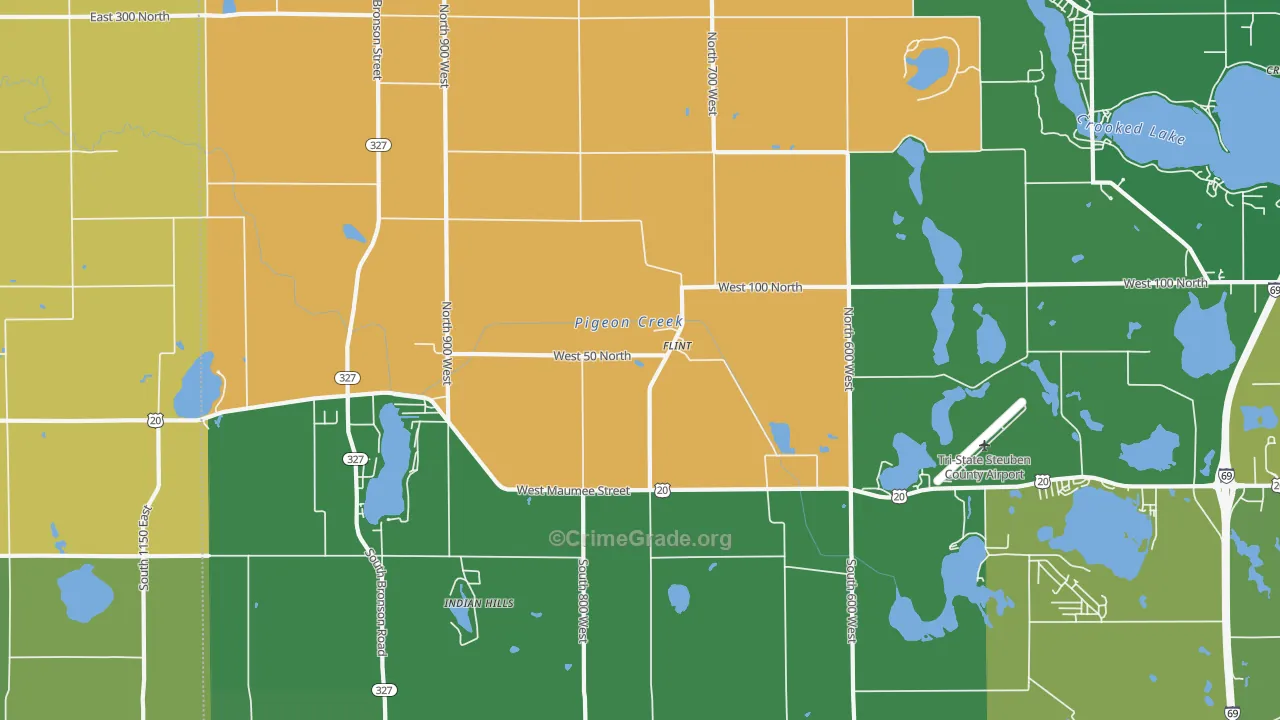 Flint, IN Map of Vehicle Theft Rates