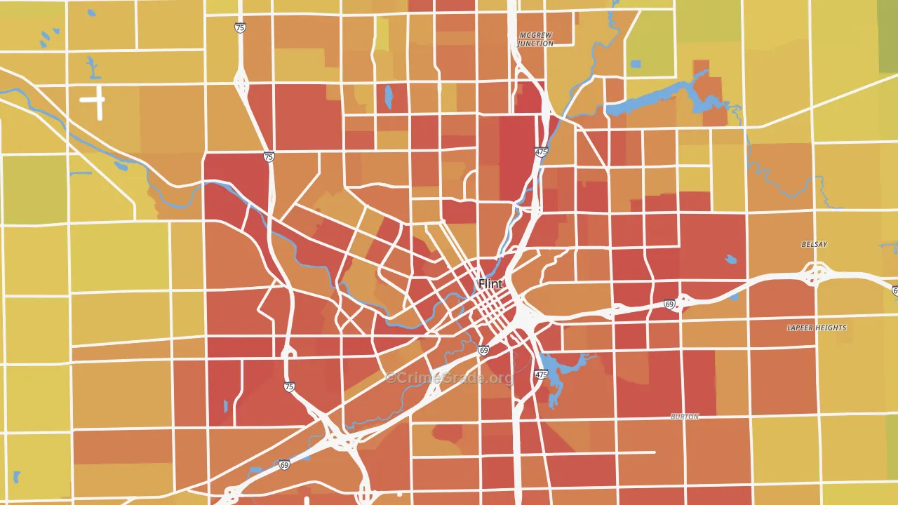 Flint, MI Map of Vehicle Theft Rates