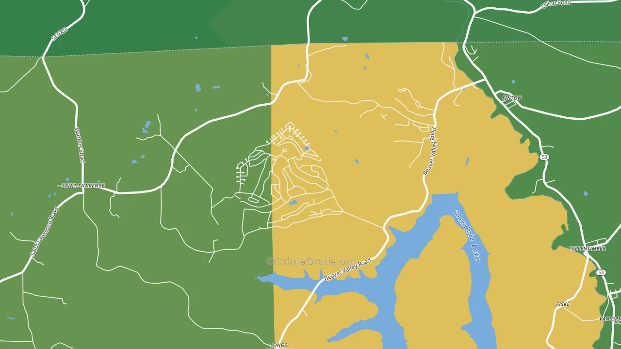 Flinton, PA Map of Vehicle Theft Rates