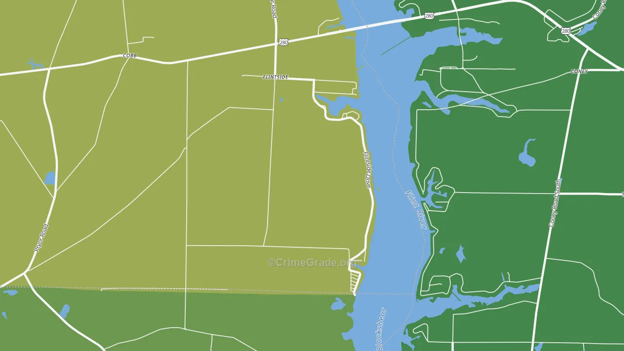 Flintside, GA Map of Vehicle Theft Rates