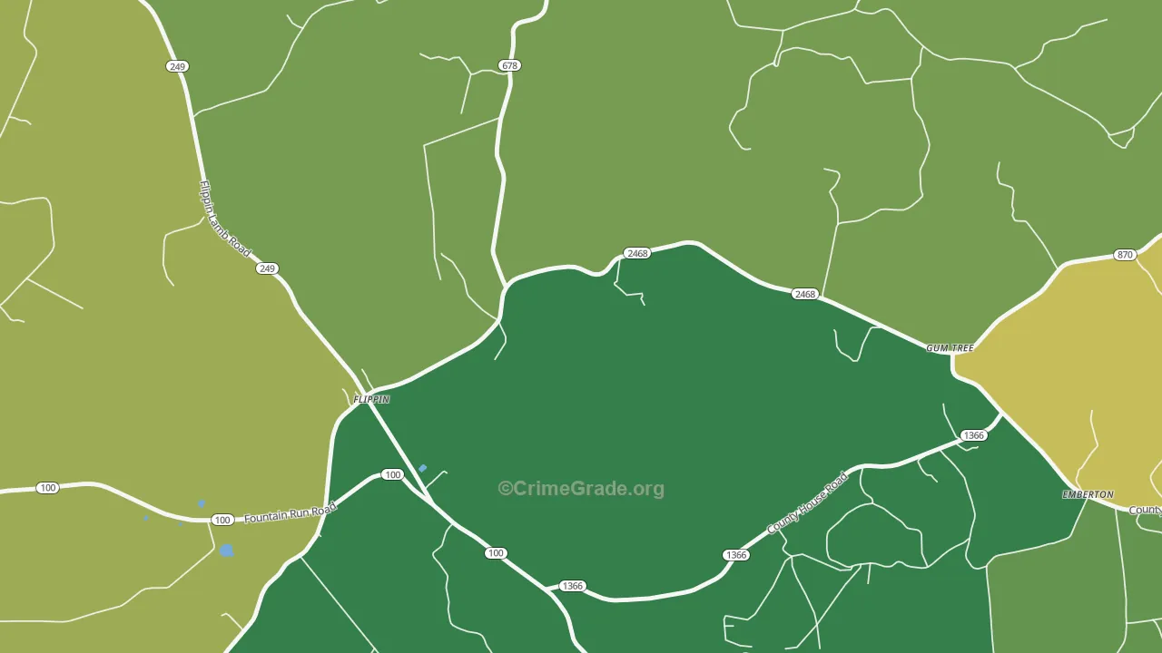 Flippin, KY Map of Vehicle Theft Rates