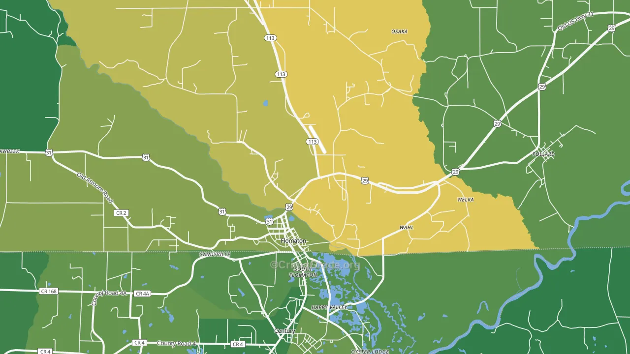 Flomaton, AL Map of Vehicle Theft Rates