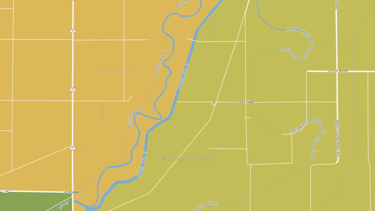 Floodway, AR Map of Vehicle Theft Rates
