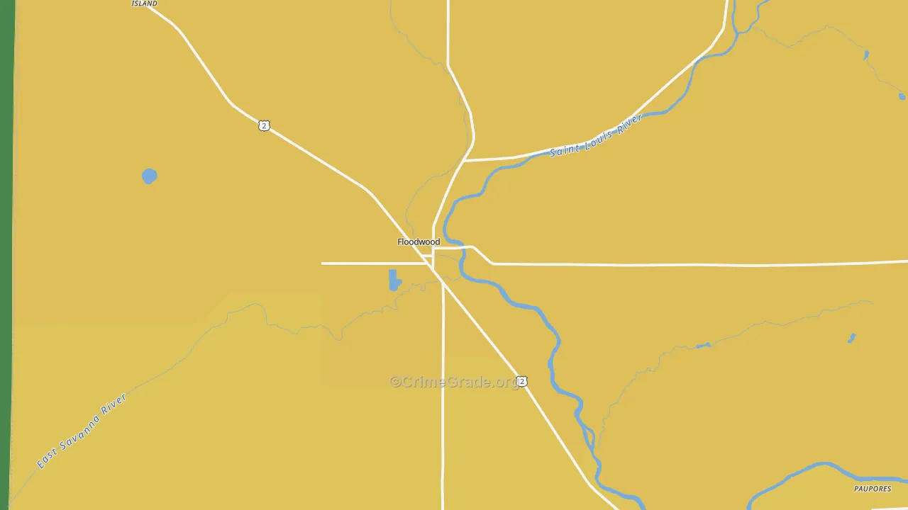 Floodwood, MN Map of Vehicle Theft Rates