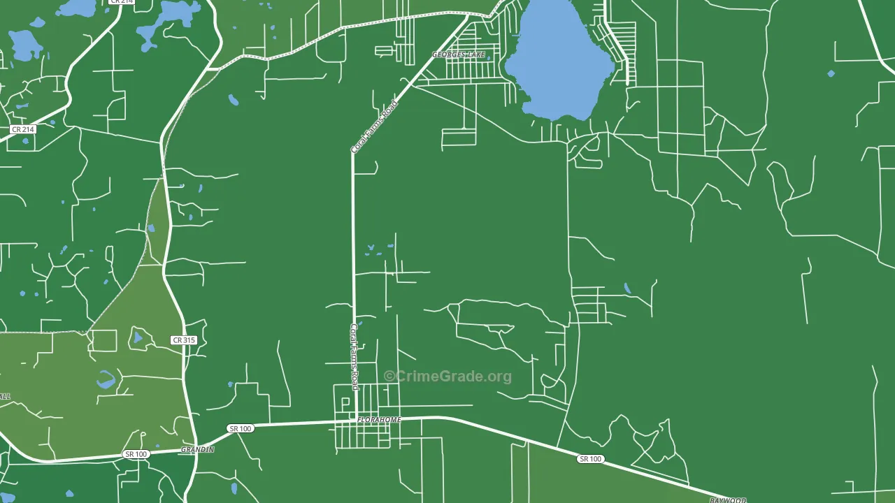 Florahome, FL Map of Vehicle Theft Rates