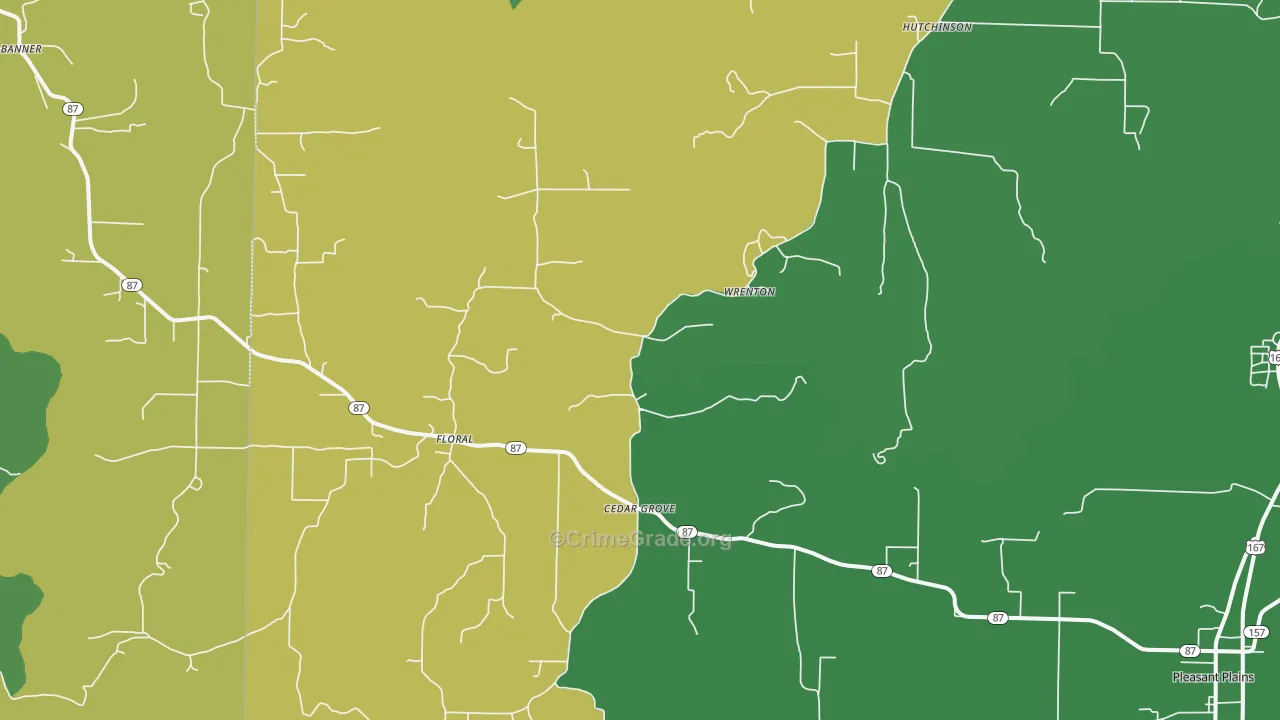 Floral, AR Map of Vehicle Theft Rates