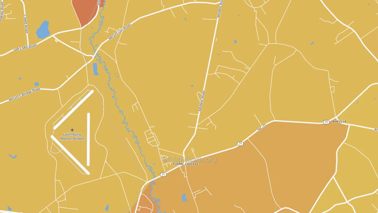 Floral College, NC Map of Vehicle Theft Rates