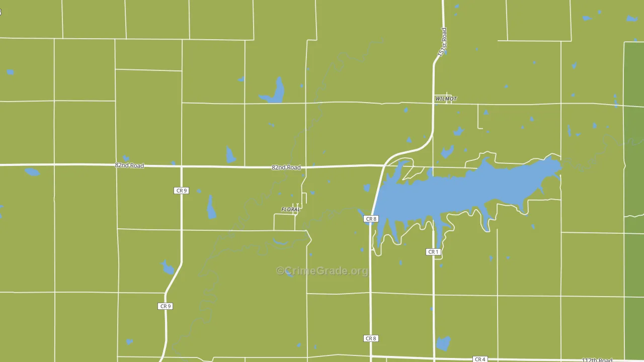 Floral, KS Map of Vehicle Theft Rates