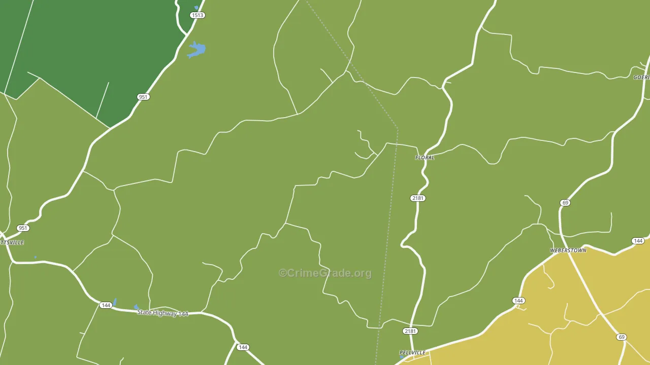 Floral, KY Map of Vehicle Theft Rates