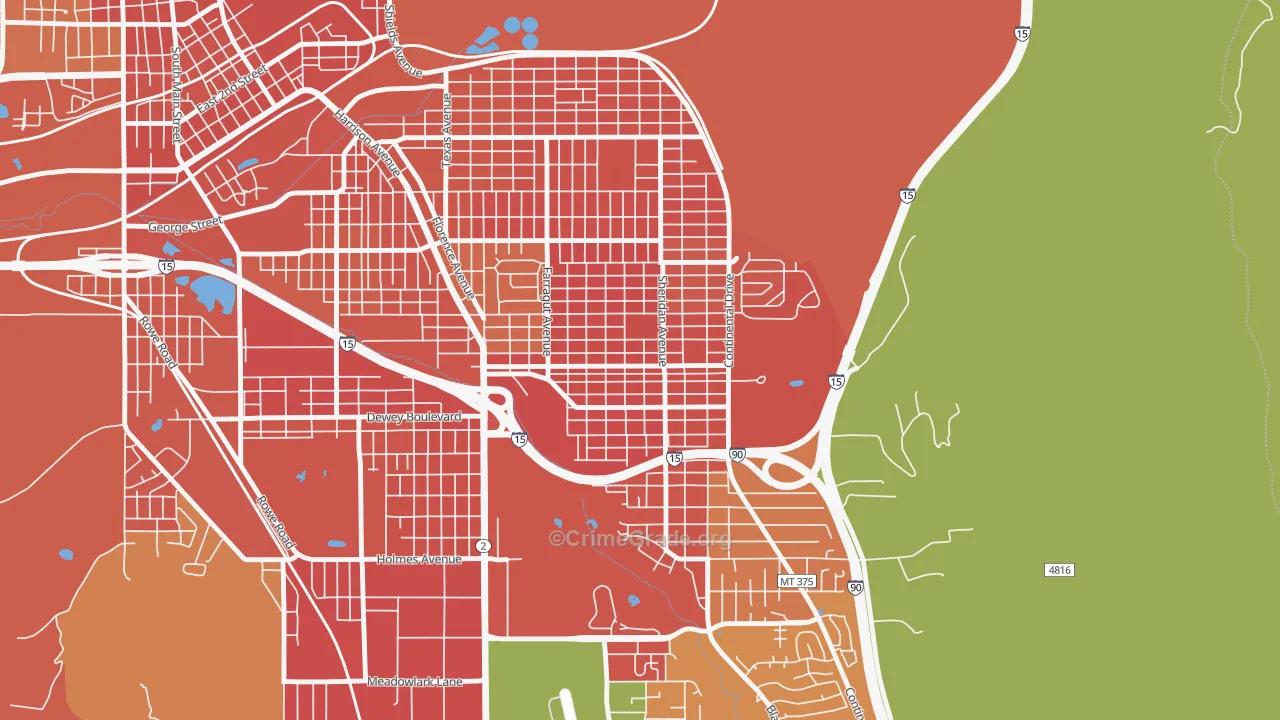 Floral Park, Butte, MT Map of Vehicle Theft Rates