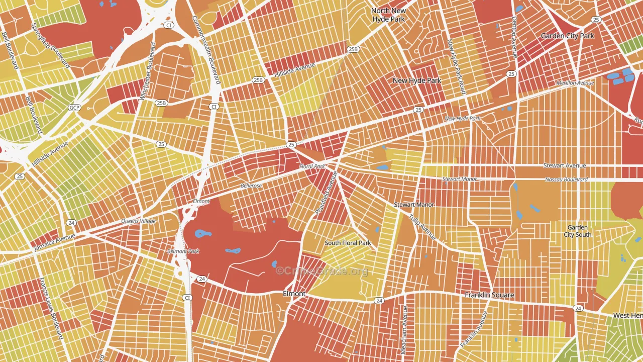 Floral Park, NY Map of Vehicle Theft Rates