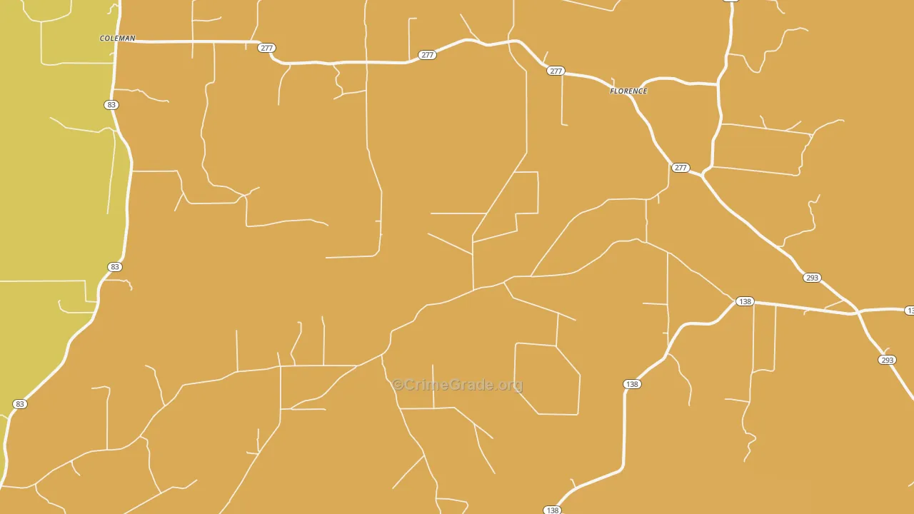 Florence, AR Map of Vehicle Theft Rates