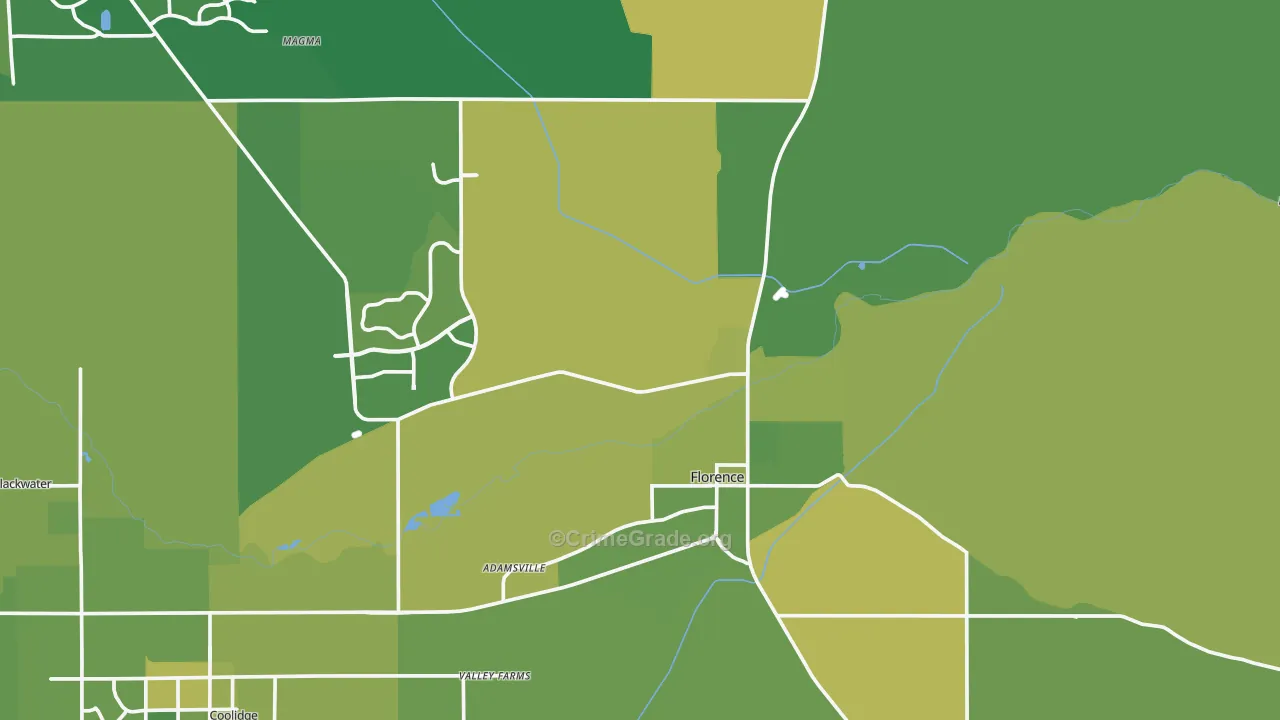 Florence, AZ Map of Vehicle Theft Rates