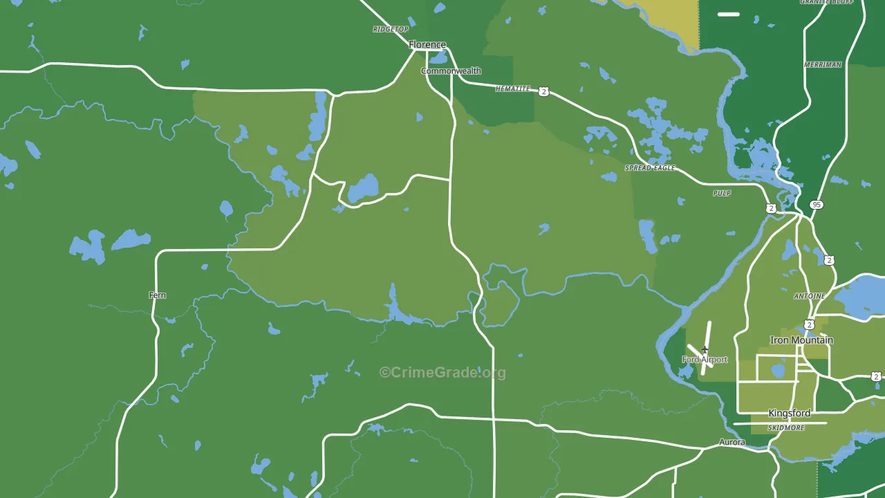 Florence County, WI Map of Vehicle Theft Rates