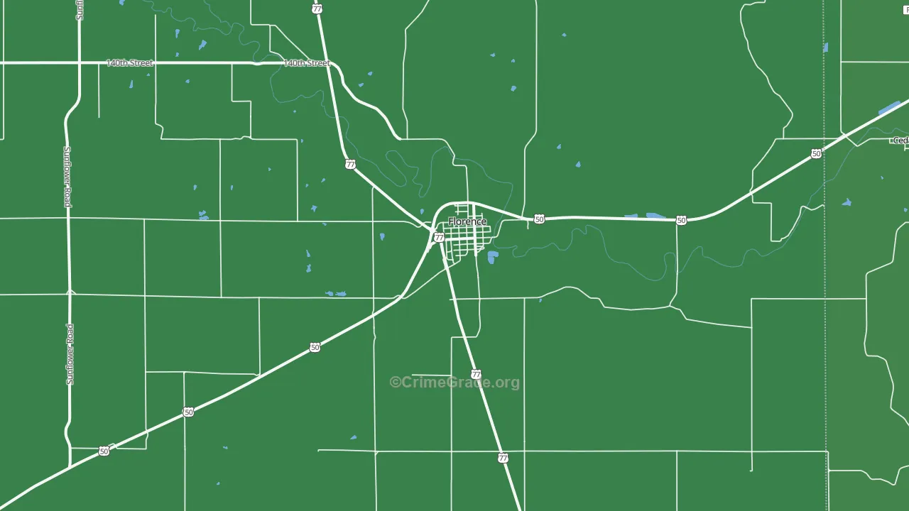 Florence, KS Map of Vehicle Theft Rates