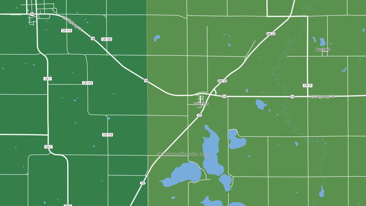 Florence, MN Map of Vehicle Theft Rates