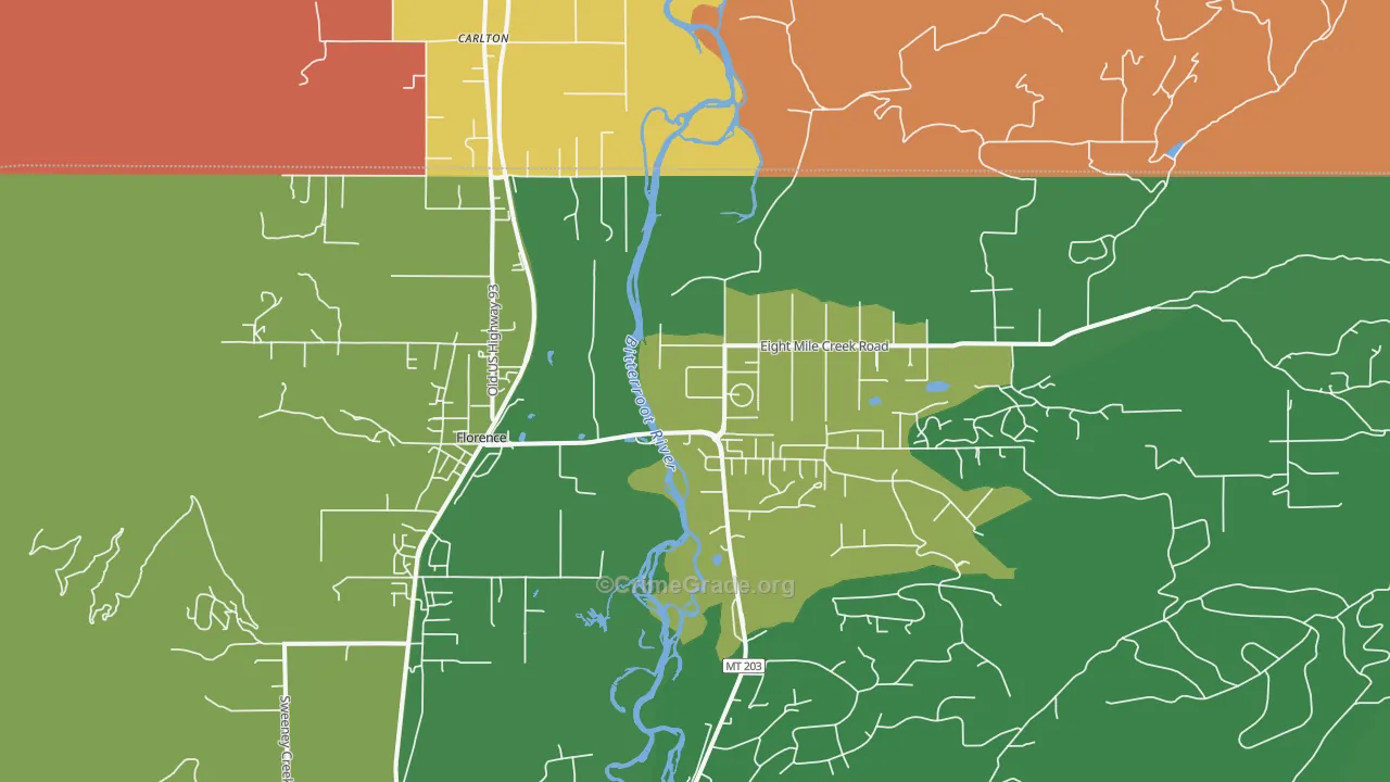 Florence, MT Map of Vehicle Theft Rates