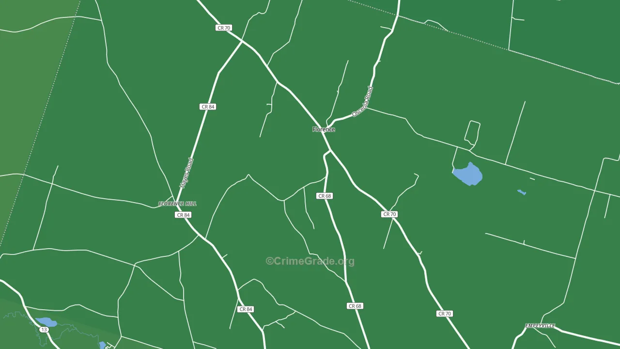 Florence, NY Map of Vehicle Theft Rates