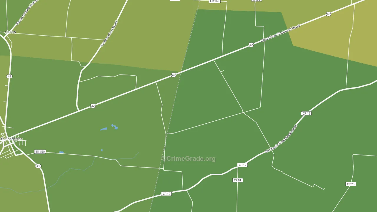 Florence, OH Map of Vehicle Theft Rates