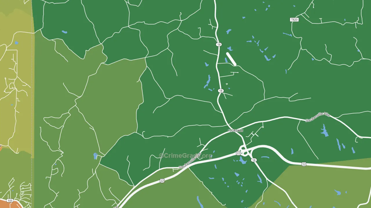 Florence, PA Map of Vehicle Theft Rates