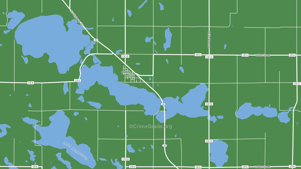 Florence, SD Map of Vehicle Theft Rates