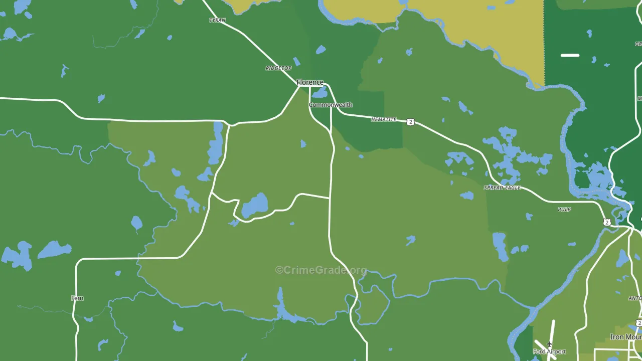 Florence, WI Map of Vehicle Theft Rates