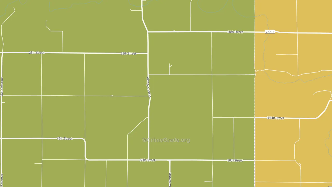 Florenceville, IA Map of Vehicle Theft Rates