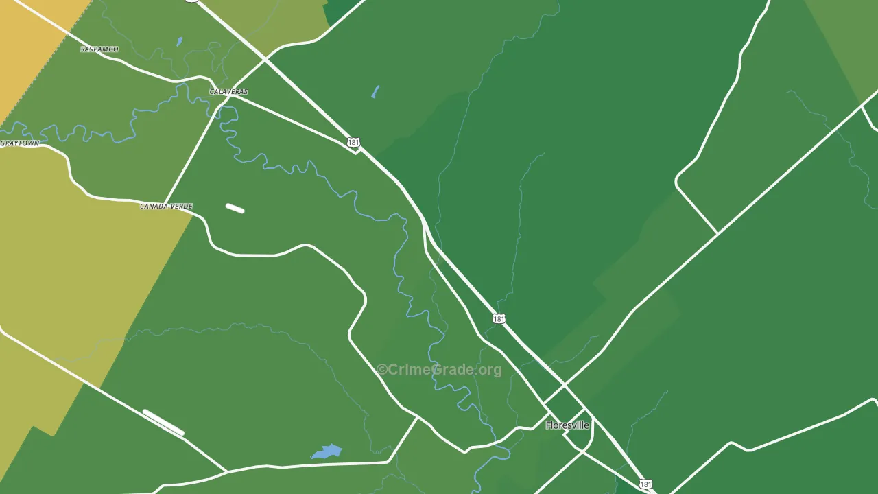 Floresville, TX Map of Vehicle Theft Rates